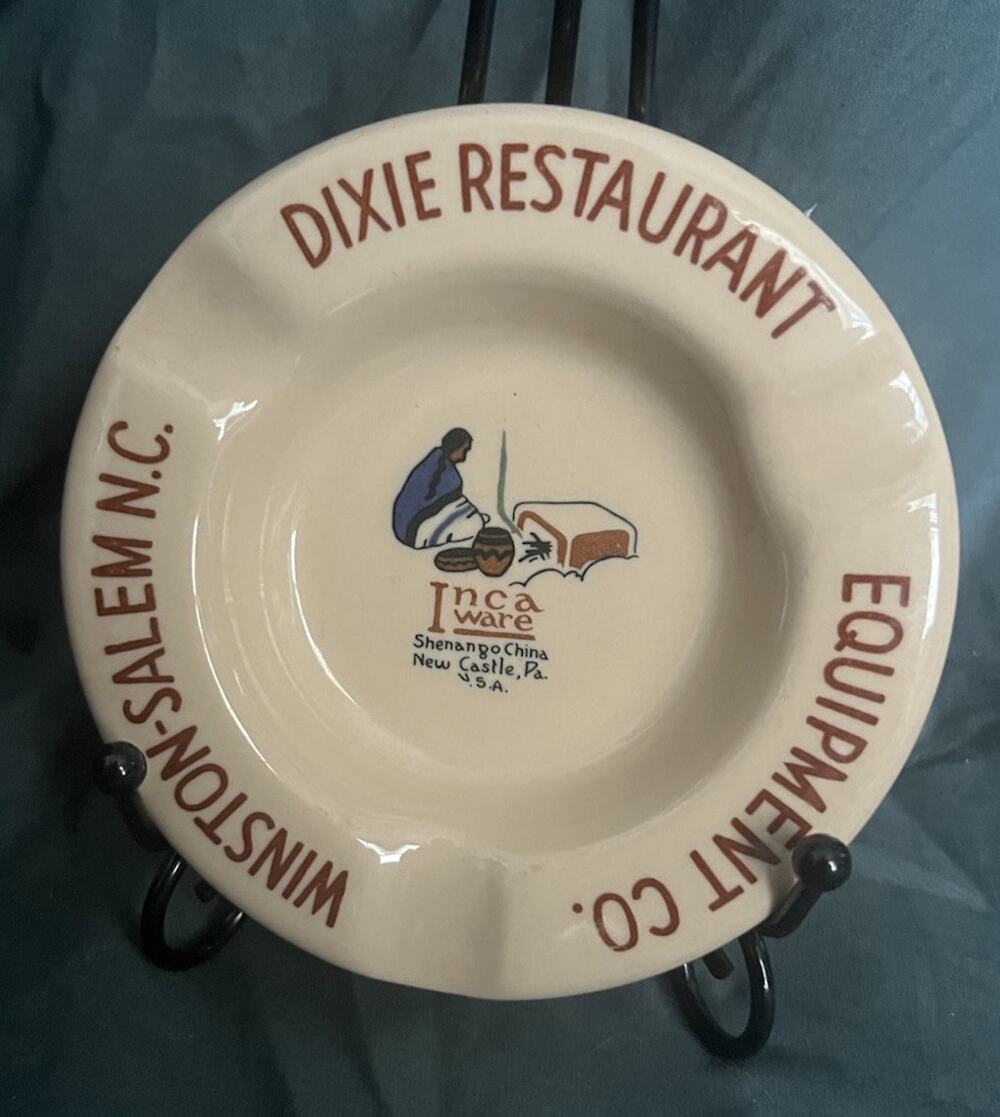 VTG Shenango Inca Ware Ashtray Dixie Restaurant Equipment Winston-Salem NC 50’s